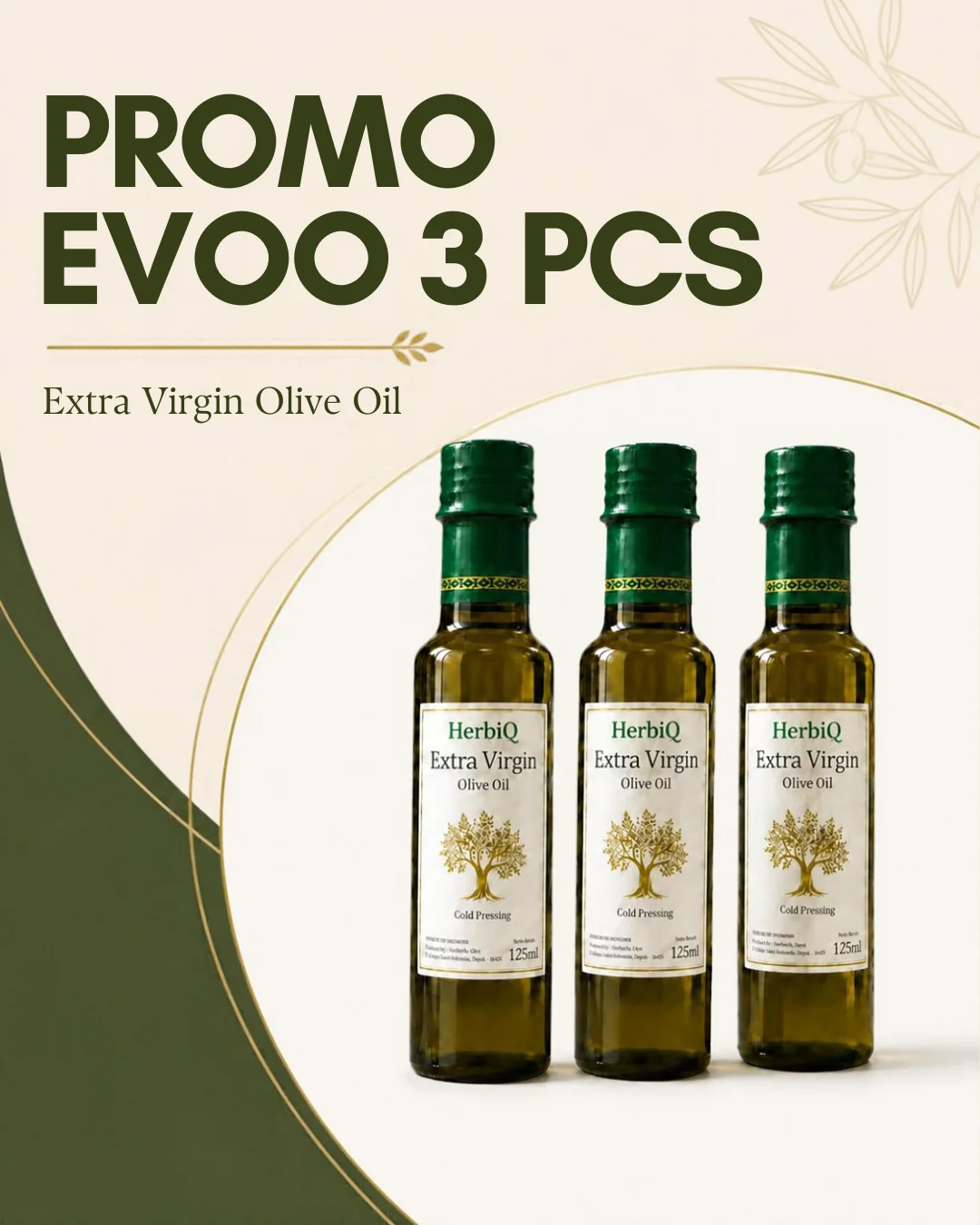 EVOO – 3 Pcs Extra Virgin Olive Oil 125 ml HerbiQ